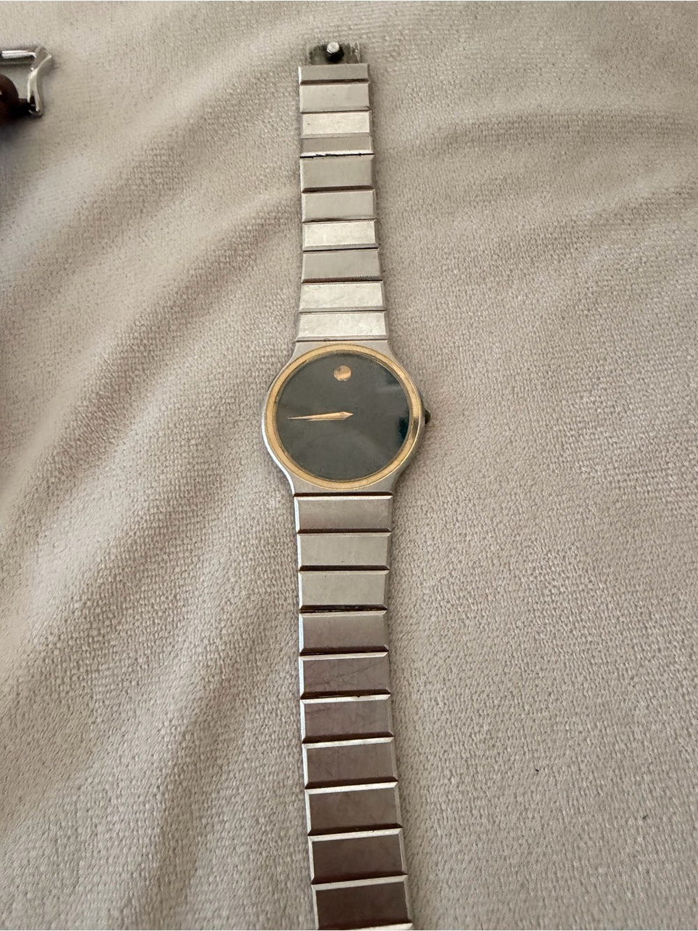 Movado Two-Tone Stainless Steel Watch with Black Dial